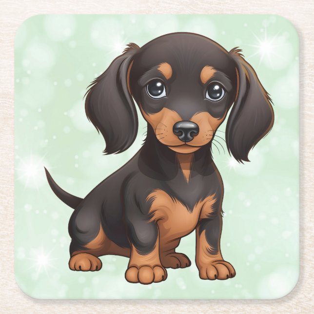 Dachshund Square Paper Coaster (Front)