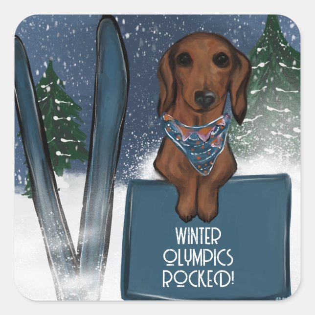 DACHSHUND  SQUARE STICKER (Front)