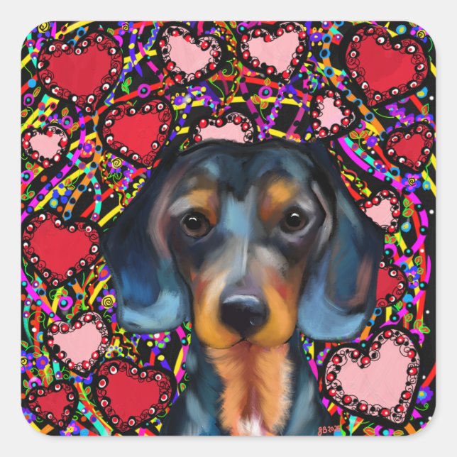 DACHSHUND SQUARE STICKER (Front)