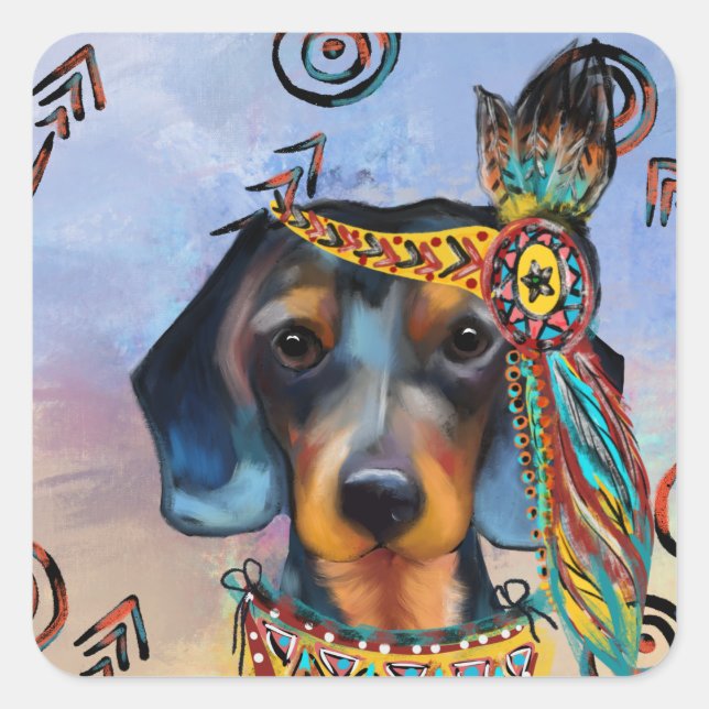 DACHSHUND   SQUARE STICKER (Front)