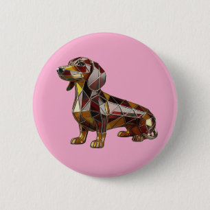 Dachshund Stained Glass Button