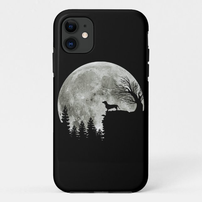 Dachshund Standing On Mountain Moonlight Halloween Case-Mate iPhone Case (Back)