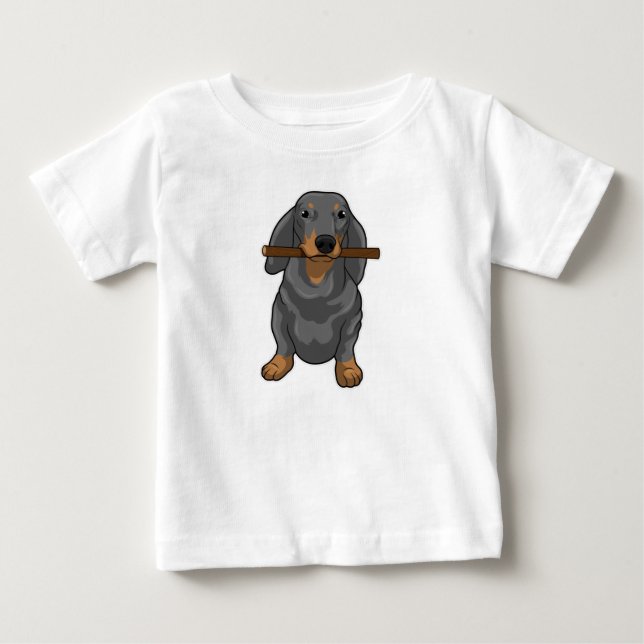 Dachshund Stick Baby T-Shirt (Front)