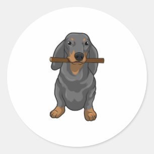 Dachshund Stick Classic Round Sticker