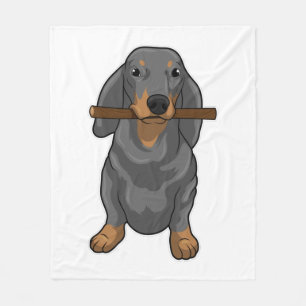 Dachshund Stick Fleece Blanket