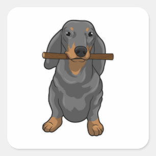 Dachshund Stick Square Sticker