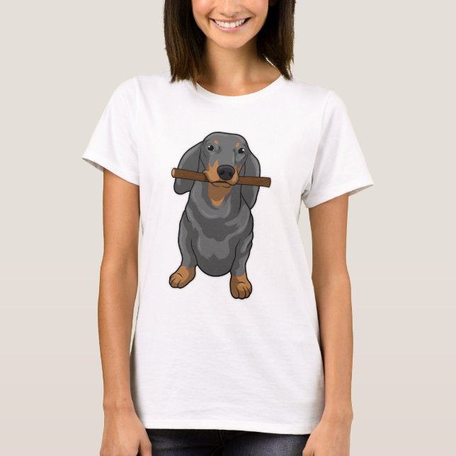 Dachshund Stick T-Shirt (Front)