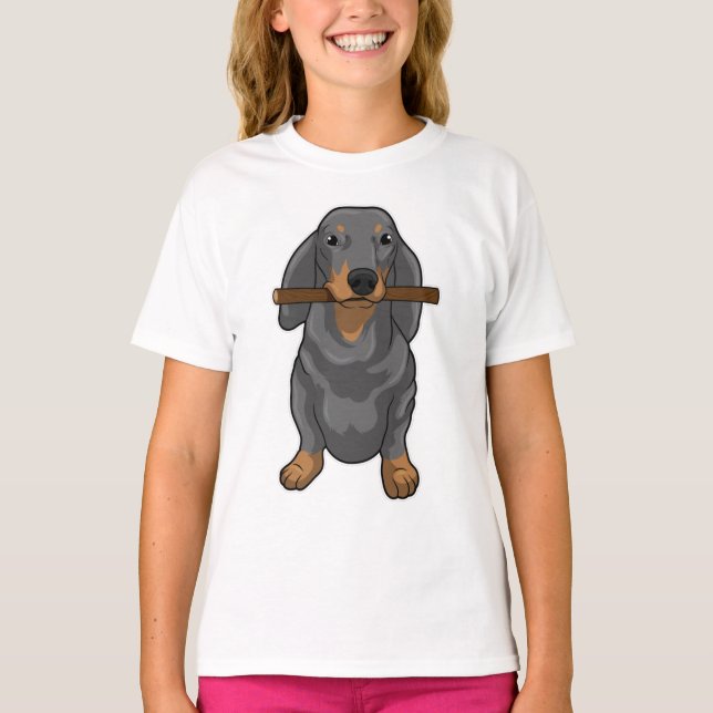 Dachshund Stick T-Shirt (Front)