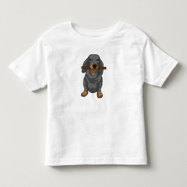 Dachshund Stick Toddler T-Shirt (Front)