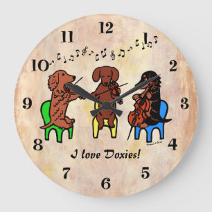 Dachshund String Trio Large Clock