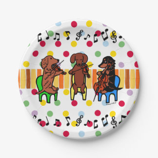 Dachshund String Trio Musician Party Plates