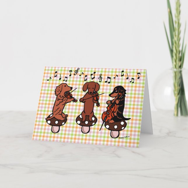 Dachshund String Trio Musicians Card (Front)