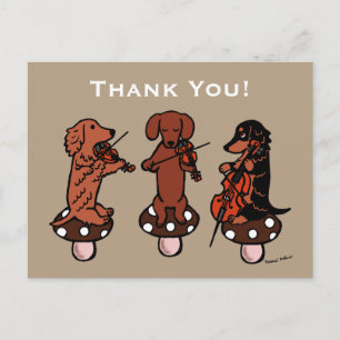Dachshund String Trio Musicians Thank You Postcard