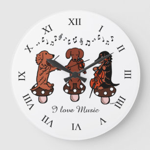 Dachshund String Trio Musicians wall clock
