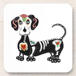 Dachshund Sugar Skull Coaster