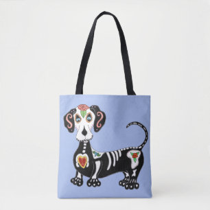 Dachshund Sugar Skull Tote Bag