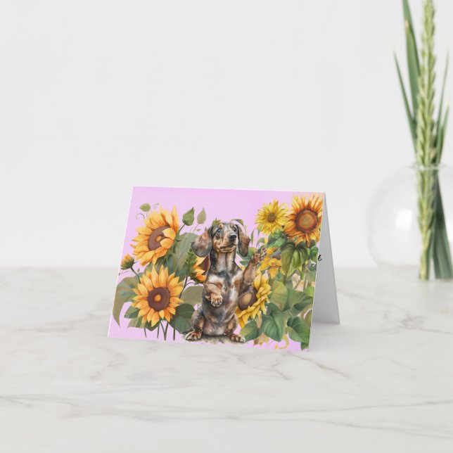Dachshund Sunflowers Any Occasion Greeting Card (Front)