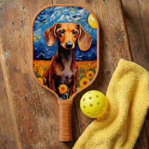 Dachshund & Sunflowers Art Gift  Pickleball Paddle