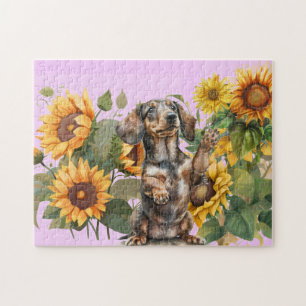 Dachshund Sunflowers  Jigsaw Puzzle