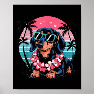 Dachshund Sunset Hawaii Summer Style Poster