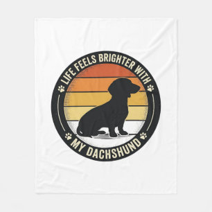 Dachshund Sunset Shirt Vintage Dog Lover Design_1 Fleece Blanket