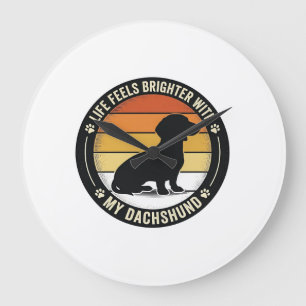 Dachshund Sunset Shirt Vintage Dog Lover Design_1 Large Clock