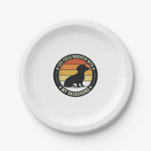 Dachshund Sunset Shirt Vintage Dog Lover Design_1 Paper Plate