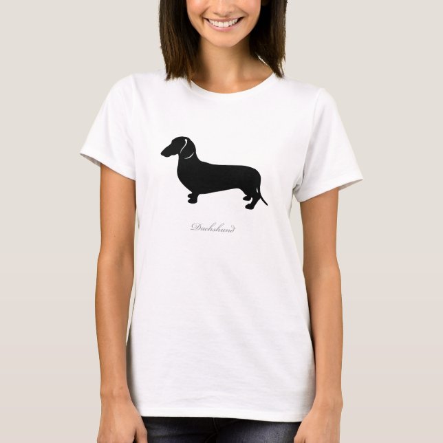 Dachshund T-shirt (black smooth hair version 2) (Front)