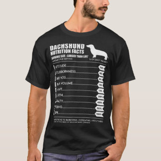 Dachshund T Shirt - Weiner Dog Nutrition Facts Shi