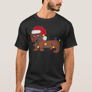 Dachshund Tangled In Christmas Lights T-Shirt