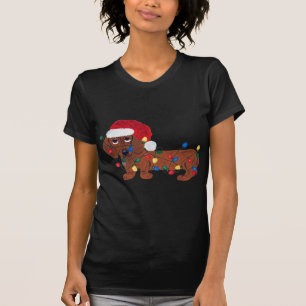 Dachshund Tangled In Christmas Lights T-Shirt