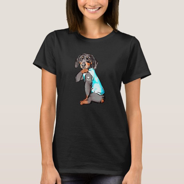 Dachshund Tattoo I Love Mum Dogmom Mother S Day T-Shirt (Front)