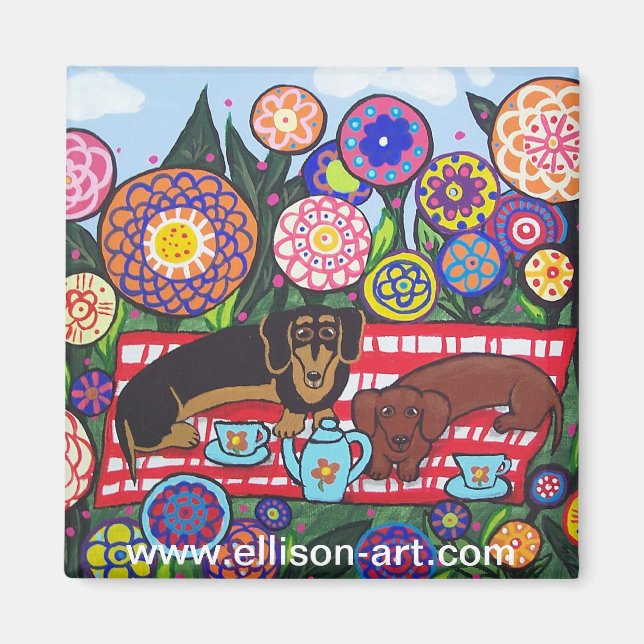 Dachshund Tea Time Magnet (Front)