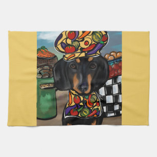 Dachshund tea towel