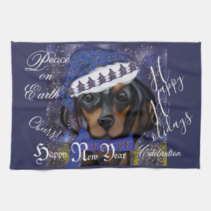 Dachshund tea towel