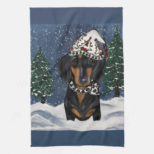 Dachshund    tea towel (Vertical)