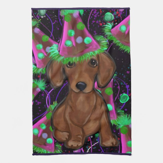 Dachshund          tea towel (Vertical)