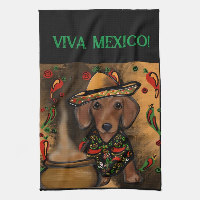 Dachshund         tea towel (Vertical)