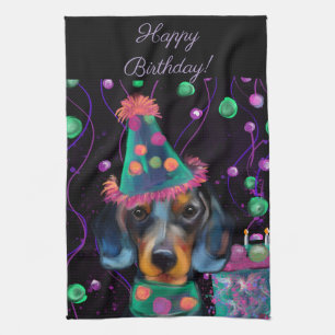 Dachshund tea towel