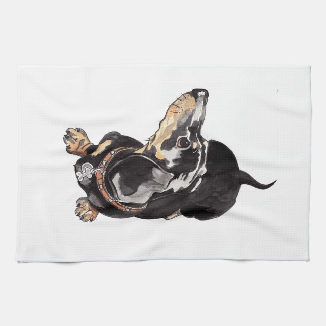 Dachshund tea towel. tea towel (Horizontal)