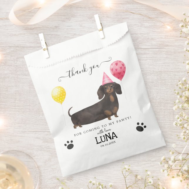 Dachshund Thank You Dog Treat Party Favour Bags (Clipped)