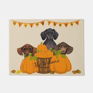 Dachshund Thanksgiving Door Mat