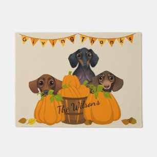 Dachshund Thanksgiving Door Mat