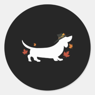 Dachshund Thanksgiving Pilgrim Fall Classic Round Sticker