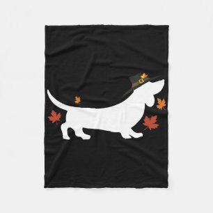 Dachshund Thanksgiving Pilgrim Fall  Fleece Blanket