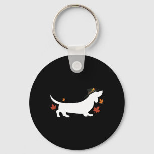Dachshund Thanksgiving Pilgrim Fall  Key Ring