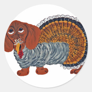 Dachshund Thanksgiving Turkey Classic Round Sticker