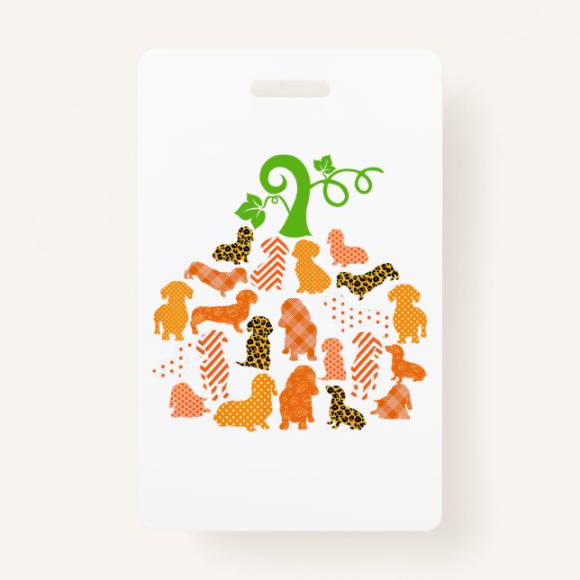 Dachshund The Weenie Witch Tarot Dog Pumpkin Hallo ID Badge (Front)