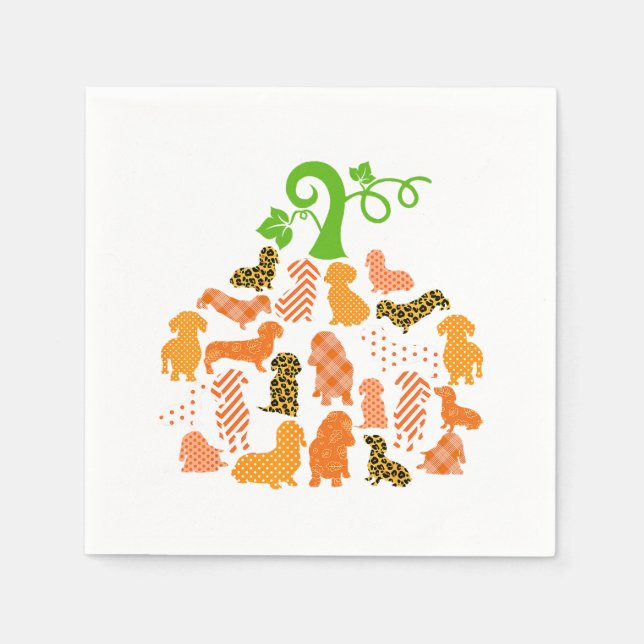Dachshund The Weenie Witch Tarot Dog Pumpkin Hallo Napkin (Front)