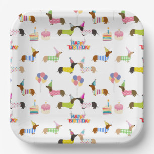 Dachshund Themed Birthday Party Plates
